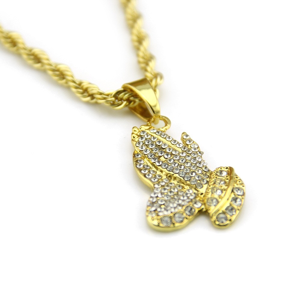 Explosive New Classic Hip-hop Star Rap Buddha Hand Necklace Pendant Trendy Men and Women's Fashion Accessories