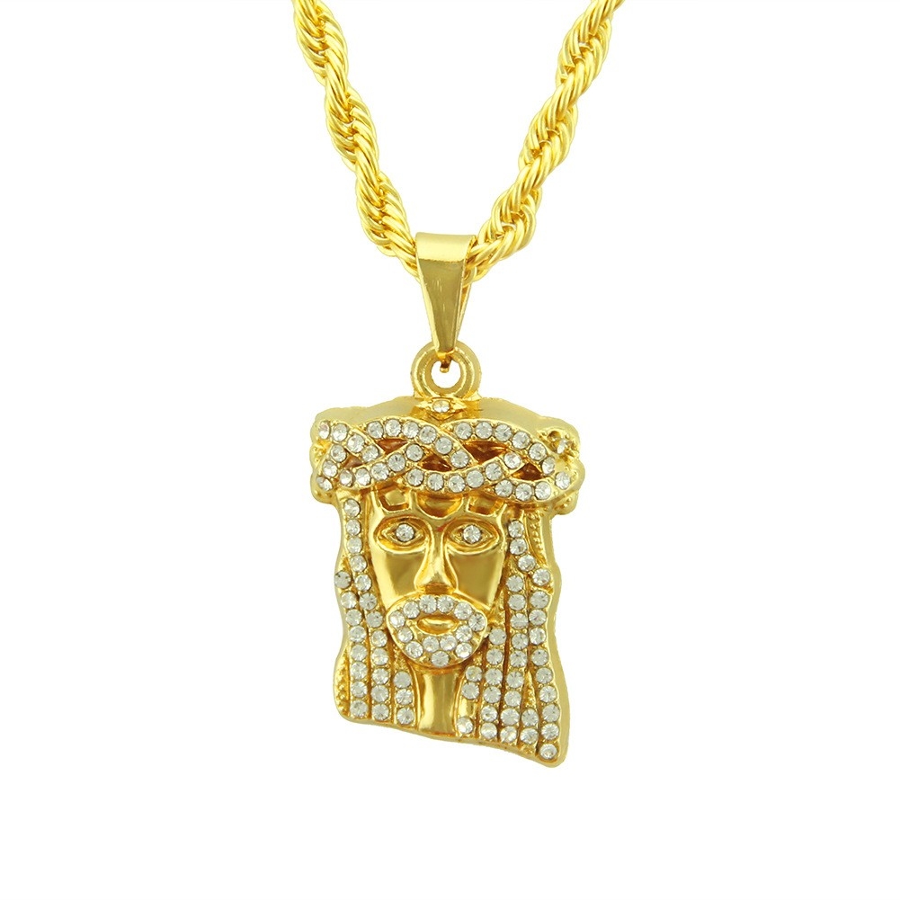 Explosive New Inlaid Diamond Three-Dimensional Figure Portrait Pendant Pendant European and American Hip-hop Street Dance Jewelry