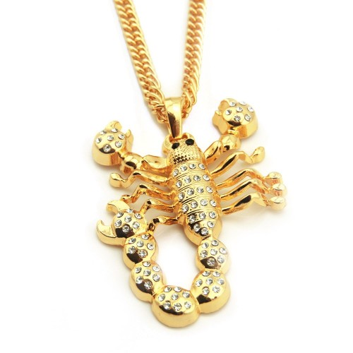 Fashion Jewelry Alloy Scorpion Animal Necklace Hip-Hop HIPHOP Pendant European and American Trendy Brand Street Dance Collarbone Chain