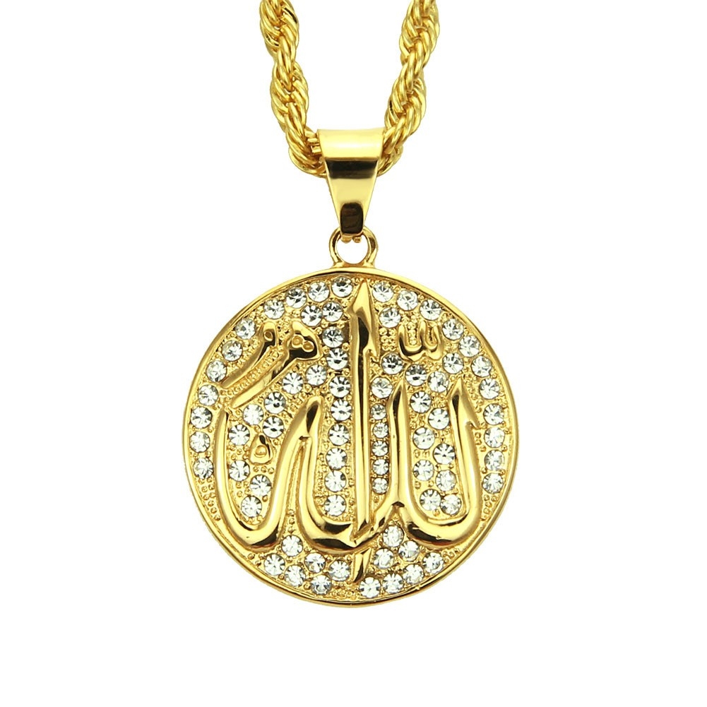 European-American New Jewelry: Alloy Rhinestone Disc Jewish Symbol Pendant Necklace - Cool Men's Accessory