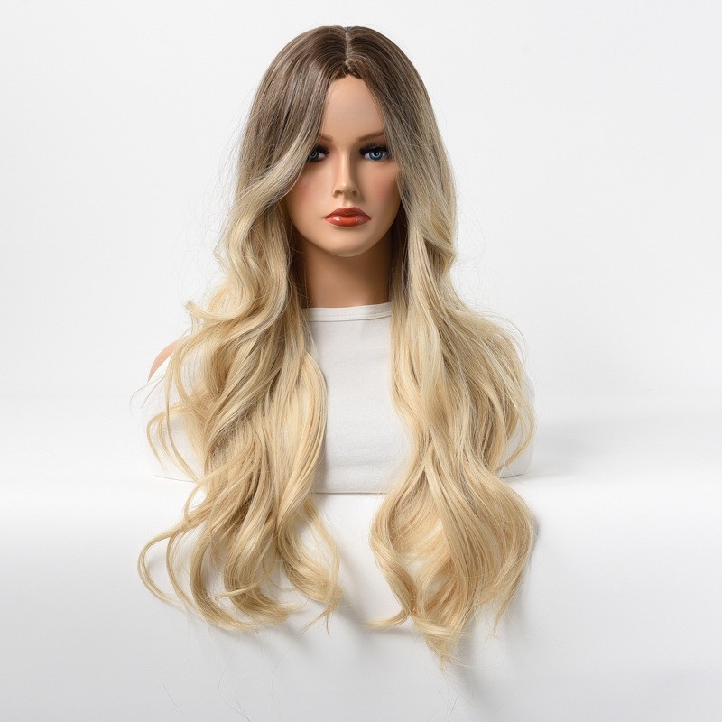 CROSS-BORDER WHOLESALE LONG WAVY OMBRE WIG - GOLDEN YELLOW