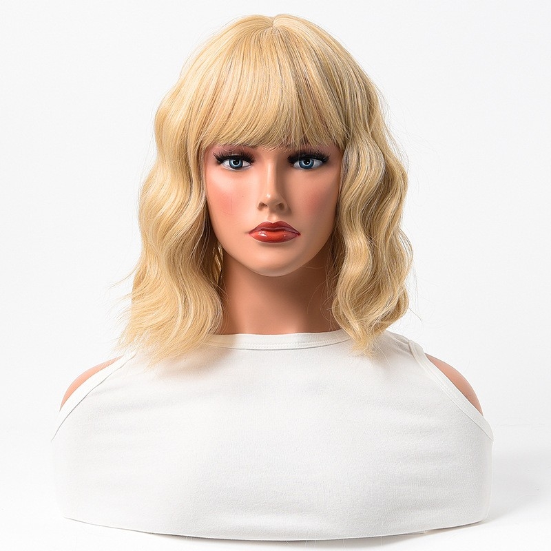 NEW SHORT CURLY BANGS WIG - WAVY - SYNTHETIC - YIWU FACTORY