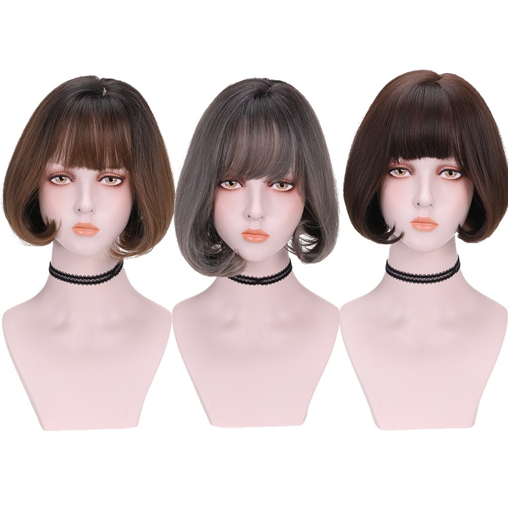 NEW MEDIUM CURLY WIG - AIR BANGS - FACE-FRAMING - BOBO HAIR - SLIGHT CURL