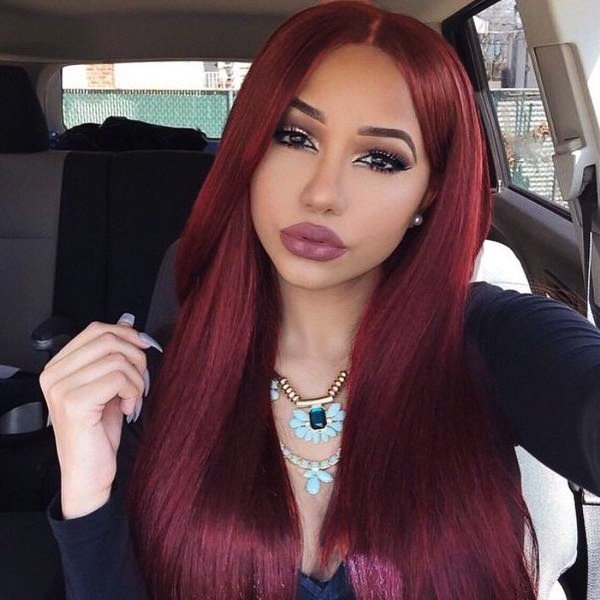 WINE RED OMBRE STRAIGHT WIG - EUROPEAN & AMERICAN