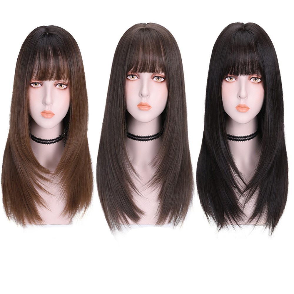 BULK WHOLESALE NATURAL FULL HEAD LONG STRAIGHT WIG - TRENDY