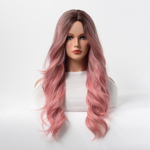 WOMEN'S GRADUAL PINK OMBRE LONG CURLY WIG - SYNTHETIC - WHOLESALE