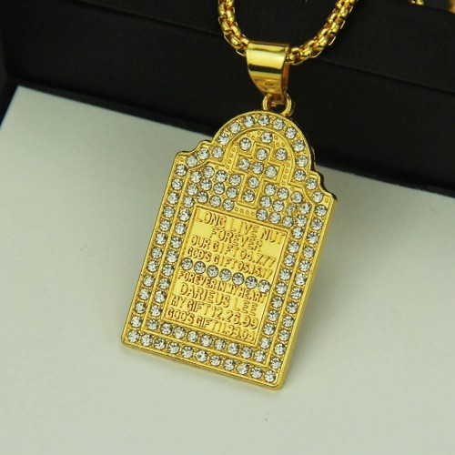 Factory-Direct Fashionable Cross Pendant Necklace with Diamond Inlay - Long Men's Necklace Accessory