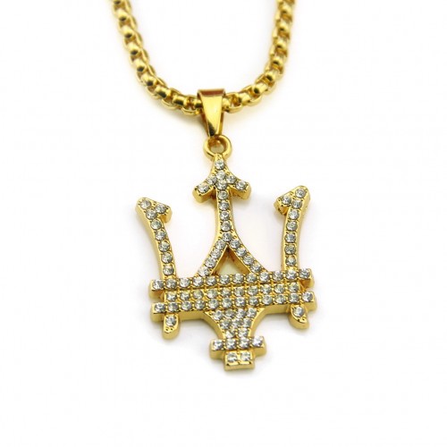 Cool and Unique Rhinestone Symbol Shape Pendant Necklace for European-American Hip-Hop and Street Dance