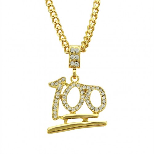 European-American Accessories: New Rhinestone 100 Dollar Bill Pendant Necklace - Hiphop Men's Fashion Accessory