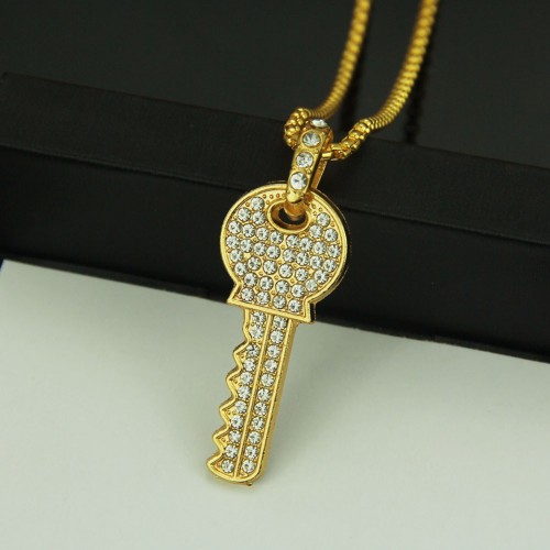 Amazon Wish Ebay American Hot-selling Full Rhinestone Key Pendant Necklace Factory Wholesale