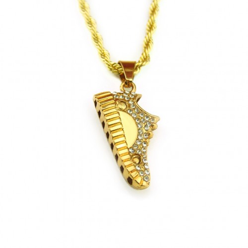 American Fashionable Rhinestone Hip Hop Dance Shoe Pendant Long Necklace Men's Letter Sports Pendant