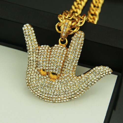 American Export Accessory Domineering Cool Full Rhinestone Finger Gesture Pendant Hip Hop Hiphop Personality Gesture Accessory