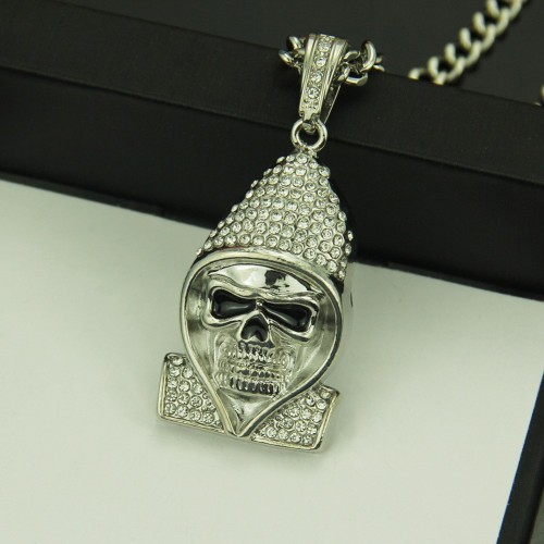 Amazon Wish LAZADA Hot Selling Hip Hop Personality Human Figure Pendant American Rhinestone Exaggerated Necklace