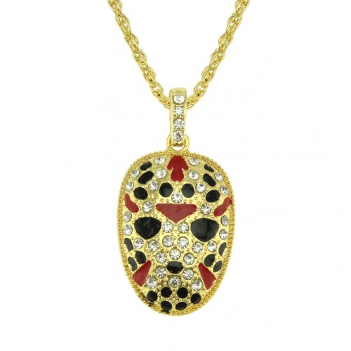 New Accessory American Hip Hop Necklace Rock Painted Mask Face Men's Exaggerated Pendant Necklace