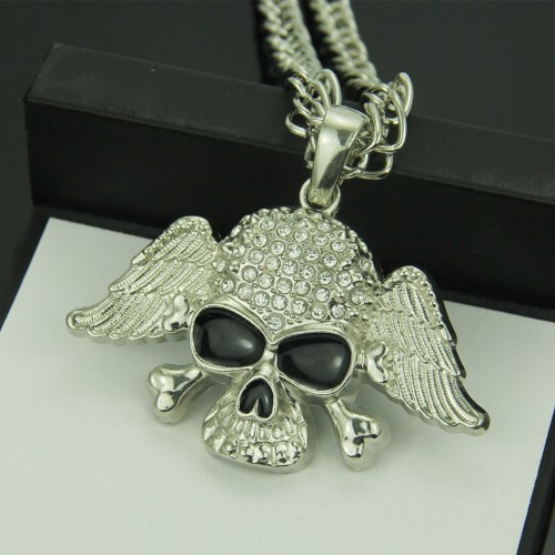 American Hip Hop Necklace Angel Wings Skull Pendant Dance Rap Trend Accessory Amazon Source