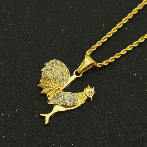 Jewelry: European and American Vintage Harley Zodiac Rooster Pendant Necklace, One-Piece Delivery