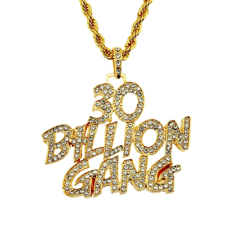 American Hot Selling Men's Necklace English Letter Rhinestone Personal Hip Hop Pendant Accessory Manufacturer Wholesale