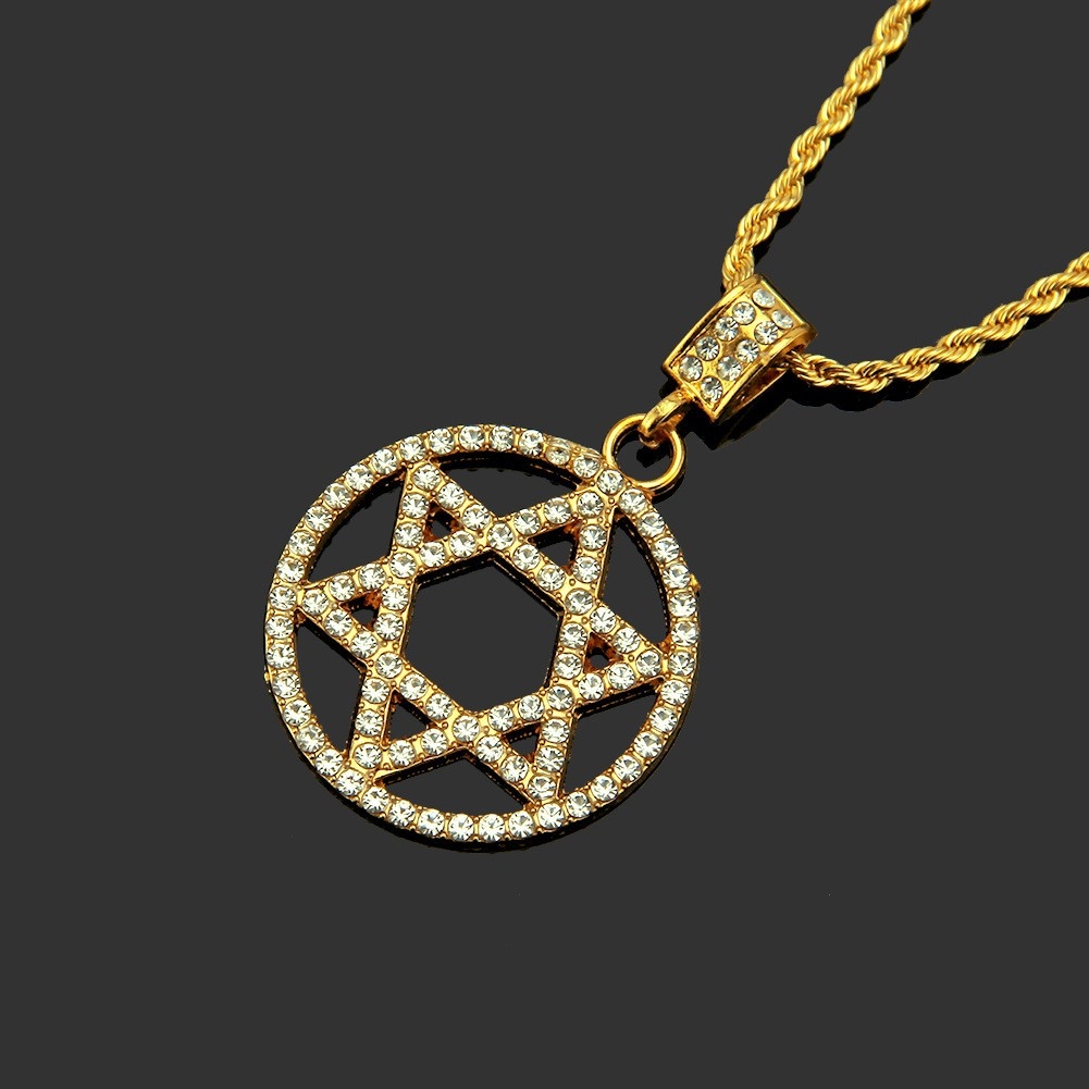 American Hip Hop Six-Pointed Star Men's Necklace Star of David Hip Hop Pendant Accessory Amazon Ebay Hot Seller