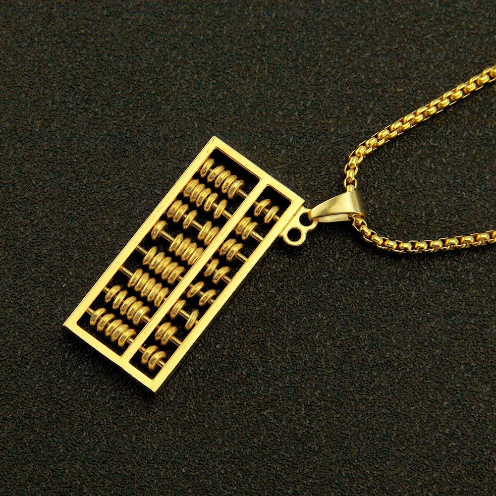 Xiaohongshu Online Hot Selling Live Stream Hot Selling 3D Gold Abacus Pendant Necklace Personal Trend Accessory Pendant