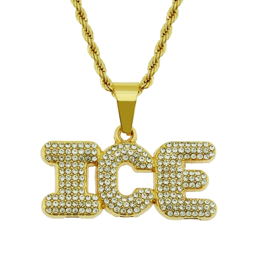 American Hip Hop Rhinestone Inch Letter Pendant Accessory Amazon Hot Seller Street Hip Hop Pendant