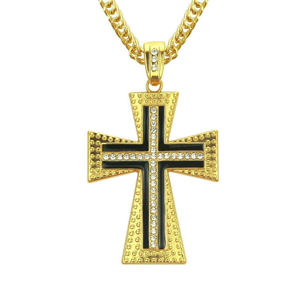 European and American Streetwear Hip-Hop Exaggerated Cross Pendant Necklace for Men, Fashionable Street Accessory