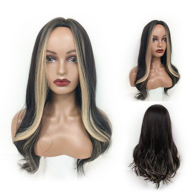 Amazon wig: New european and american gradient long curly hair rose net head cover wig manufacturer foreign trade