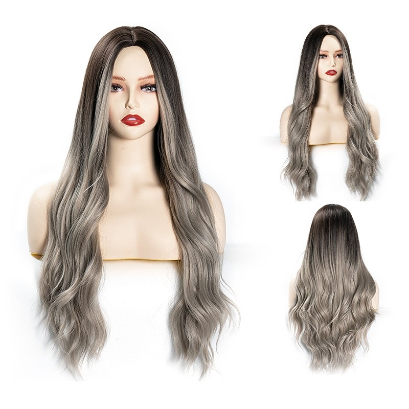 European and american foreign trade wig: Center parting with large waves and long curly hair, sweet and lovely style, amazon cross-border foreign trade