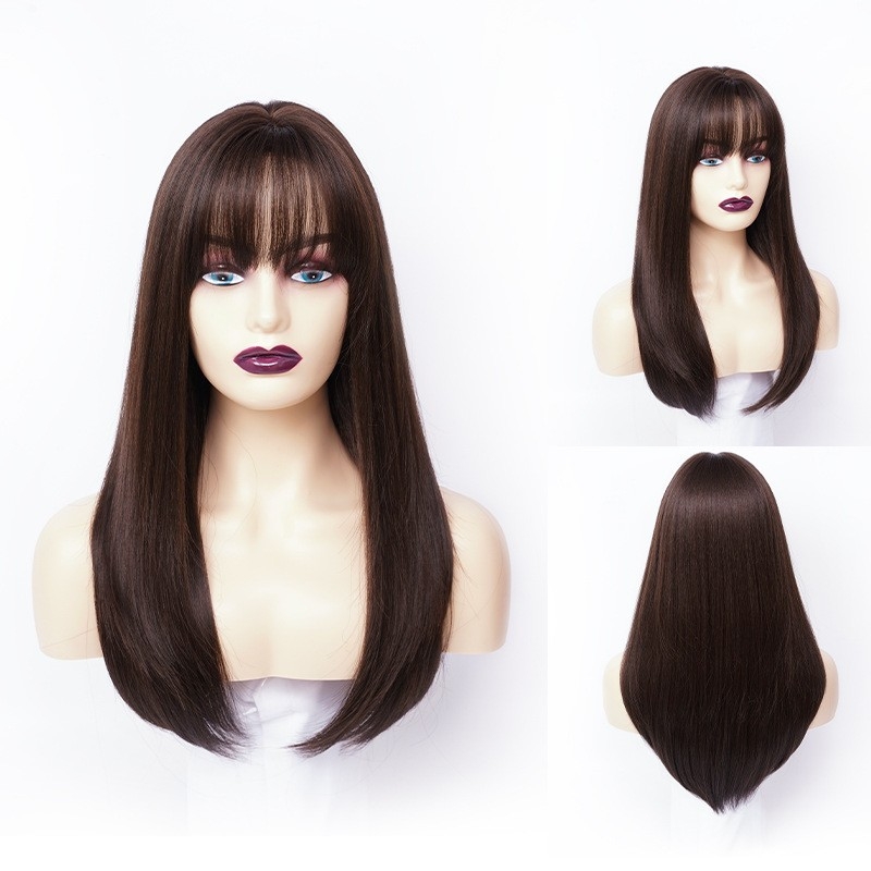 Women's wig with short and long hair, collarbone length hair, full head wig with natural and realistic hairnet, wholesale from manufacturer