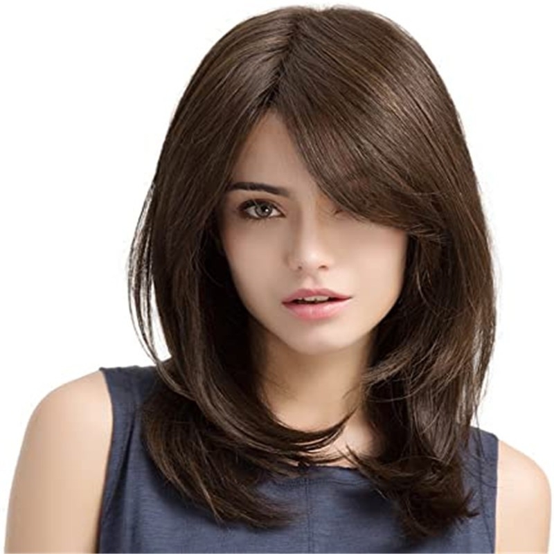 Dongguan Manufacturer's Fashionable New Bob Hairstyle with Highlights and Realistic Collarbone-Length Hair - Medium-Length Wig Cap