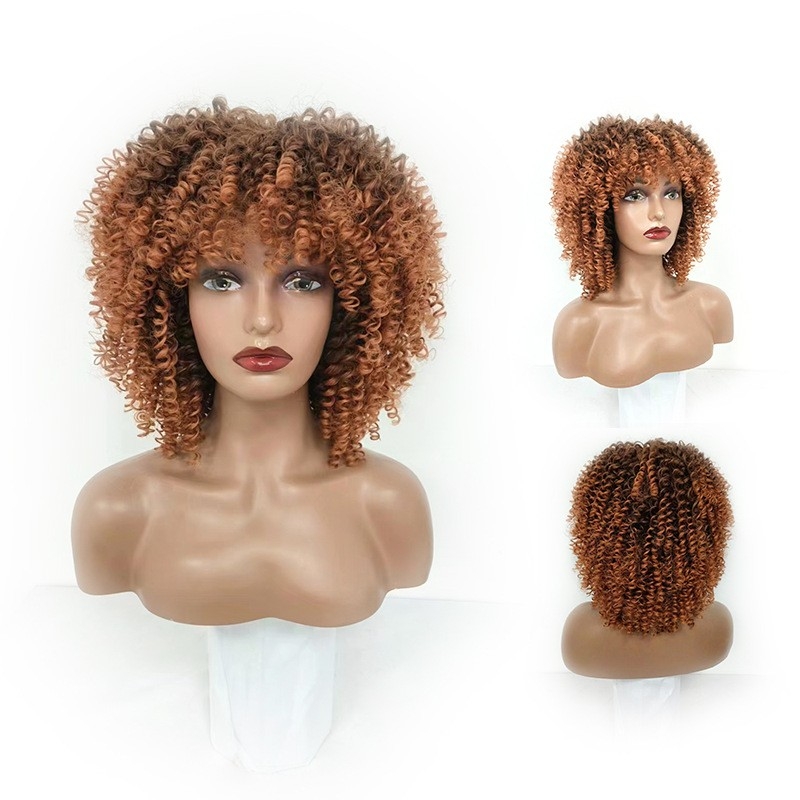 Wholesale European and American Wig for Women, African Explosive Head Fluffy Small Curly Hair, Natural African Small Curl Wig from Foreign Trade Manufacturer