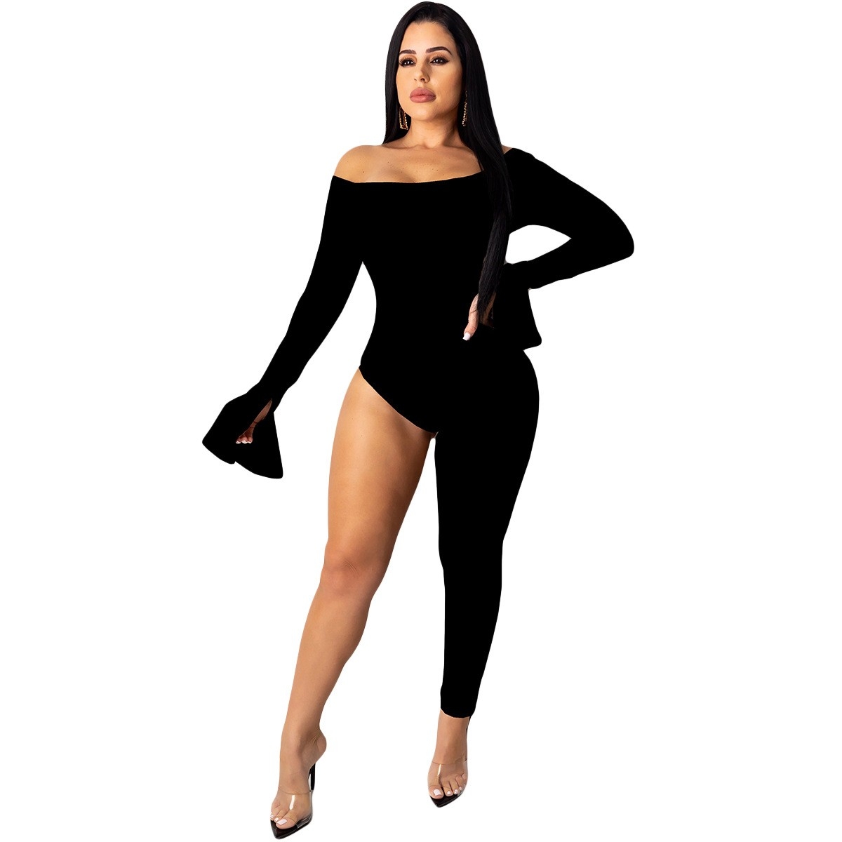 N20Y5122 European and American Women's Clothing Solid Color Nightclub One-legged Jumpsuit, Reversible, Independent Store