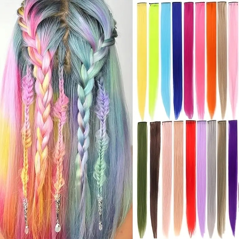 One Piece Color Gradient High-temperature Silk Hair Piece, Tissued Wig Piece, Gradual Color Wig Piece, Hair Mending And Pick Dyeing Color Wig