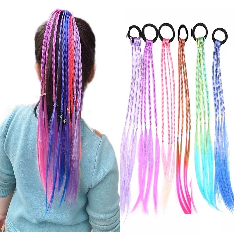 New Girls Colorful Wig Ponytail Hair Band Children's Hair Accessories