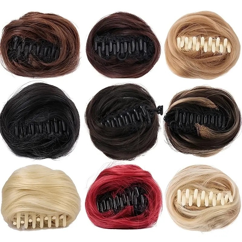 Synthetic Hair Bun Fluffy Donut Hair Bun Invisible Mini Claw Clip In Updo Hairpieces For Women Girls