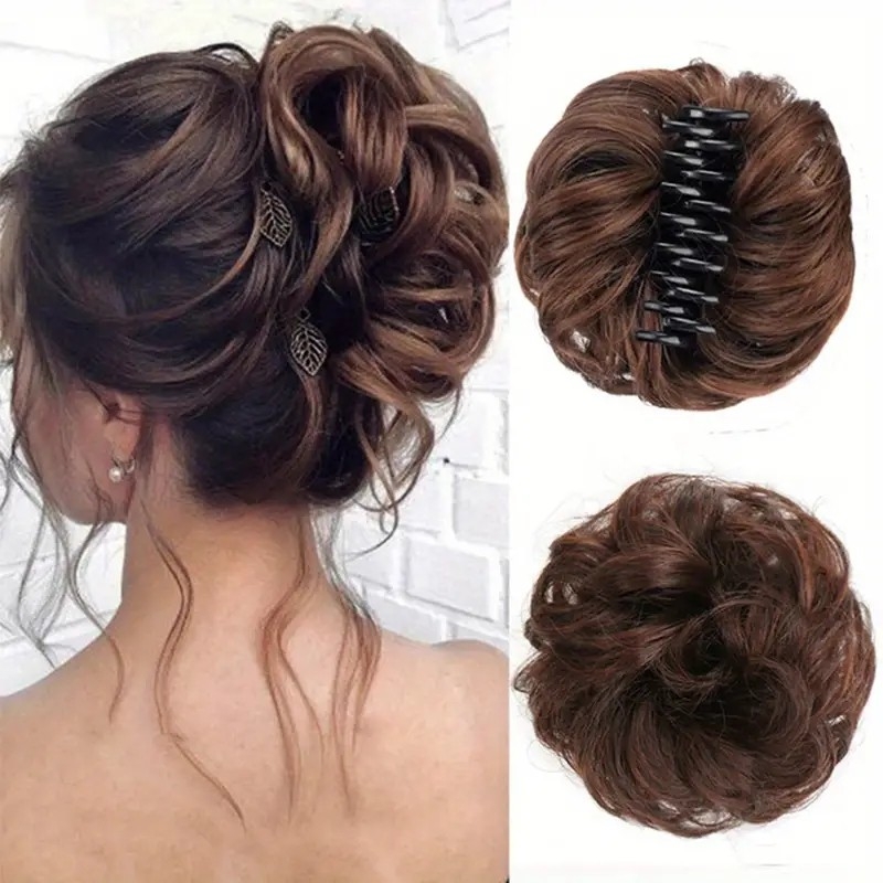 Synthetic Chignon Curly Hairband with Claw Clip - A Messy Hair Bun Hairpiece for Women with Natural-Looking Heat-Resistant Extensions