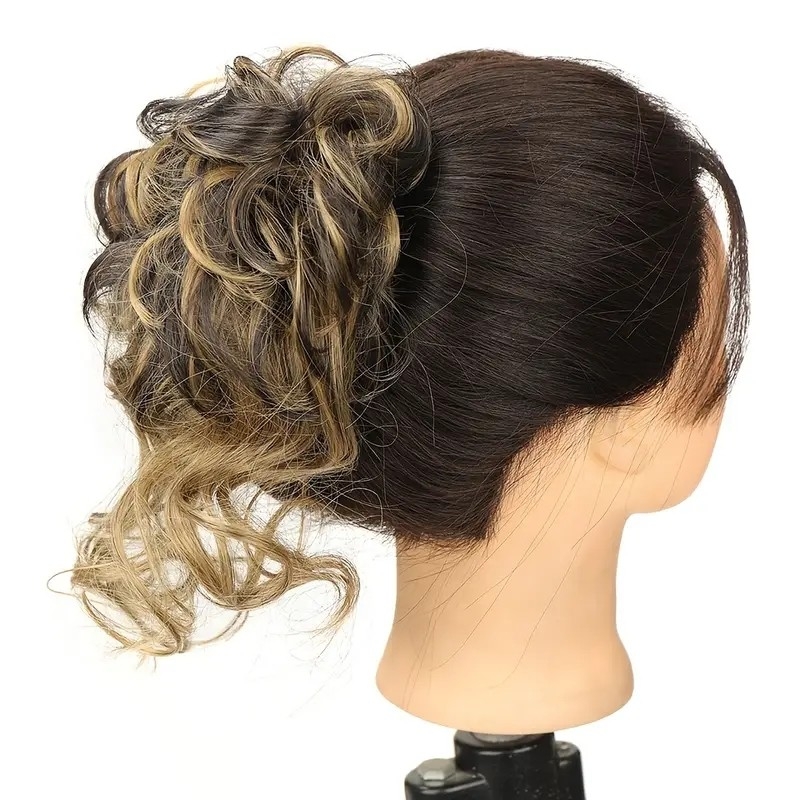 Synthetic Curly Donut Chignon with Elastic Band Scrunchies - Messy Hair Bun Updo Hairpieces for Women and Girls