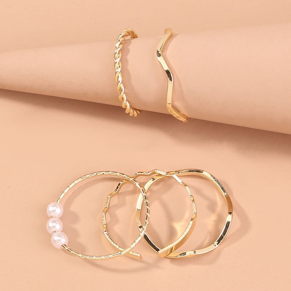 European and American Irregular Ring Set: Adjustable Heart-Shaped and Wave Pattern Rings with Simple and Unique Designs for Women