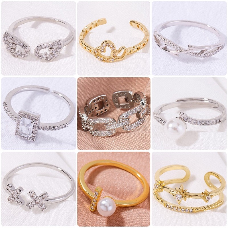 Fashionable and Minimalist Gold-Plated Diamond-Inlaid Zircon Ring: Unique Design, Elegant Index Finger Ring for Women