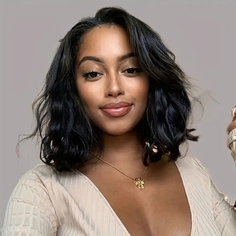 180% Density Glueless Body Wave Lace Front Wig with Pre-Plucked and Pre-Cut HD Lace Closure for Beginners - Short Bob Style with Pre-Stretched Hair for Easy Wear and Go