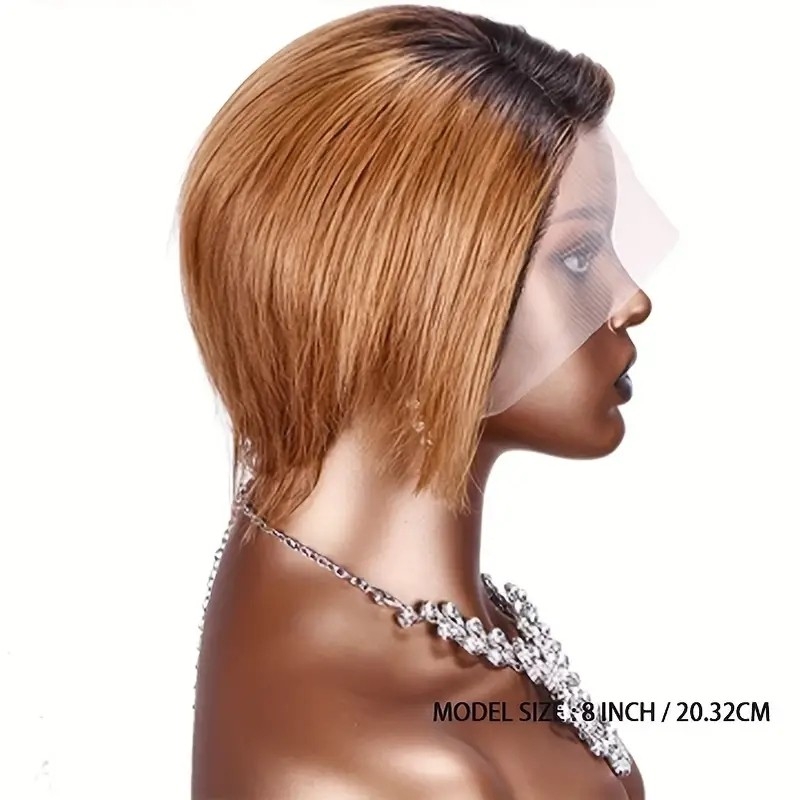 Short Straight Pixie Cut Human Hair Wigs - Remy Brazilian - Lace Front