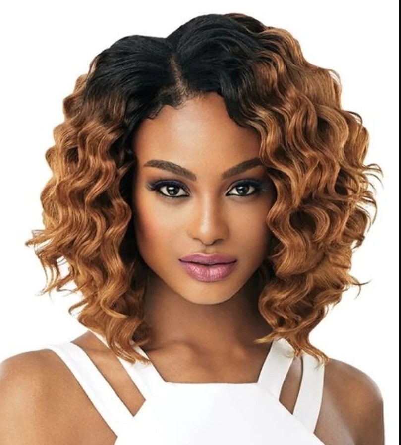 Black Gradient Brown Wig European and American Short Curly Rose Net Ombre Synthetic Wig Cap Ombre Wig