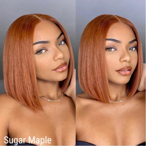 Cross-Border Real Hair Wig European and American Short Bob Head Wig 4x4 Lace Human Hair Wig Cap