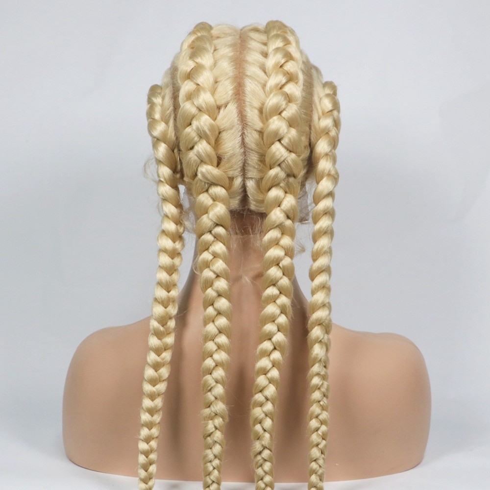 Factory Wholesale Lace Wig European and American Long Synthetic Wig Cap Four-Strand Braid Wig