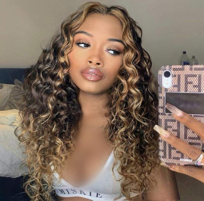 African Small Curl Wig European and American Women&#039;s Long Curly Hair with Middle Part Ombre Mechanism Synthetic Wig Cap Afro Wigs