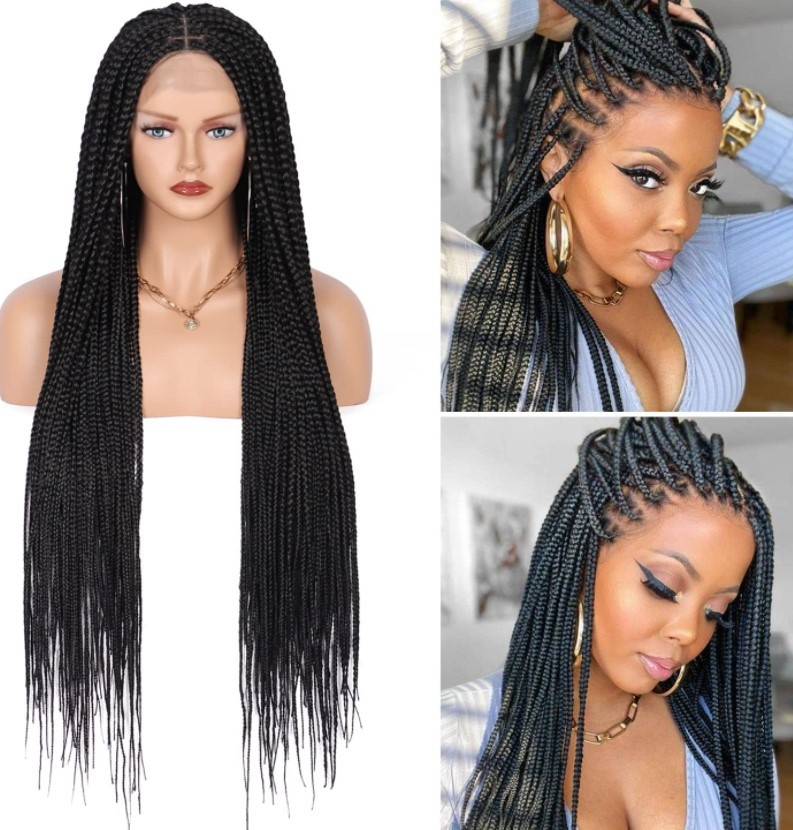 Cross-Border New Lace Braid Wig European and American Women&#039;s Long Straight Hair Synthetic Wig Cap Lace Braid Wig