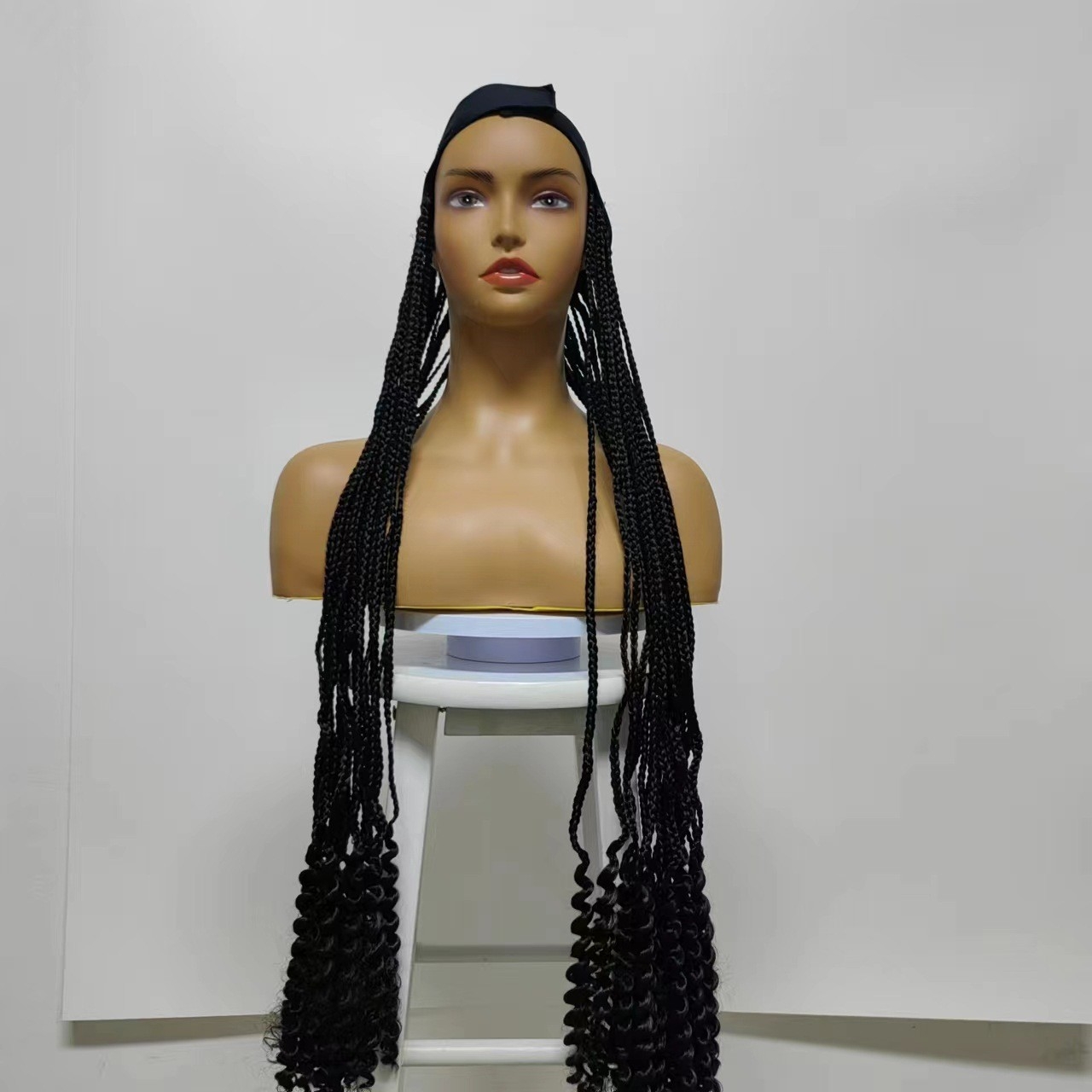 Cross-Border New Braid Wig Braid Band Cap Wig African Women&#039;s Long Hair Mechanism Synthetic Wig