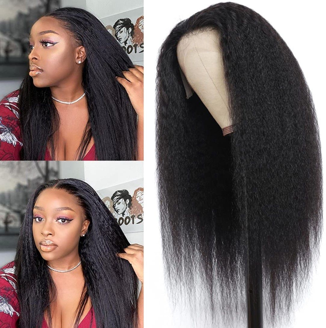 Cross-Border African Hair Wig European and American Women&#039;s Long Straight Hair with Middle Part Mechanism Synthetic Wig Cap Yaki Wigs