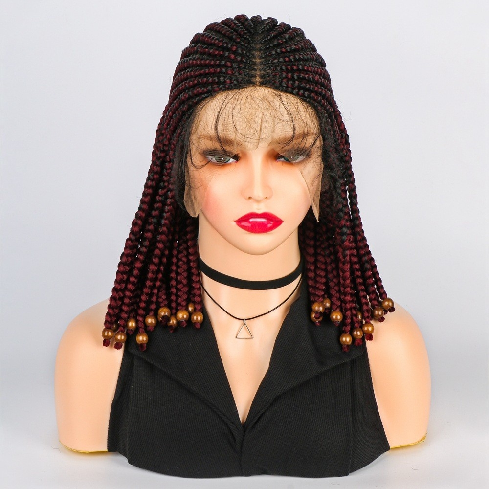 African Baby Hair Braid Wig European and American Women&#039;s Short Hair Front Lace Synthetic Wig Baby Hair Braid Wig