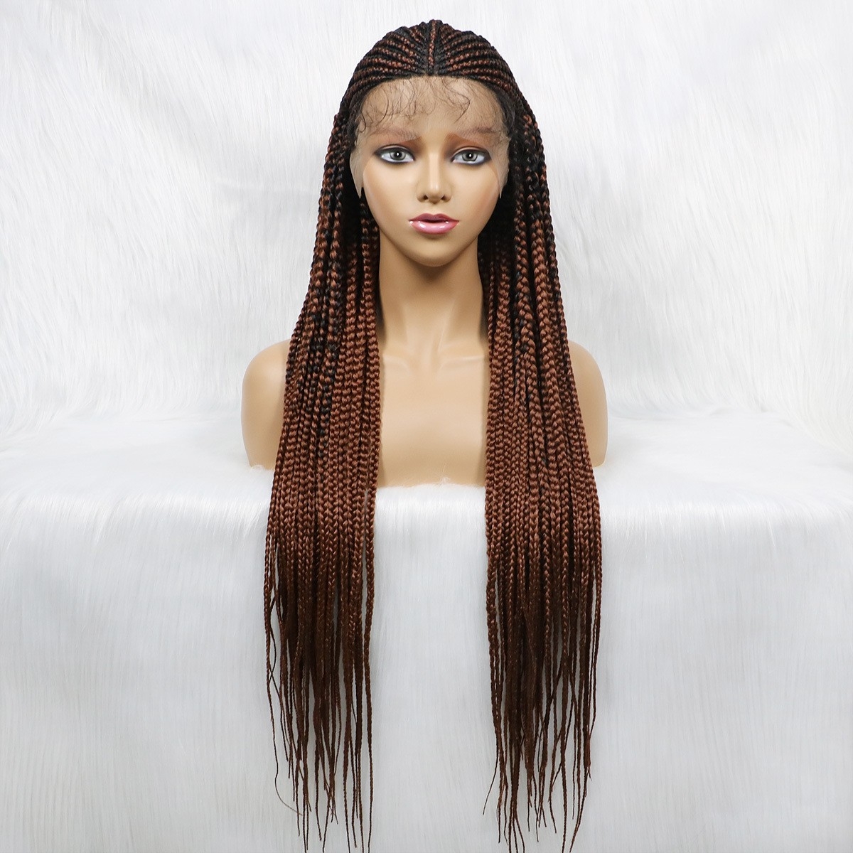 Factory Wholesale African Front Lace Braid Wig European and American Women&#039;s Long Straight Hair Synthetic Wig Cap Braid Wig