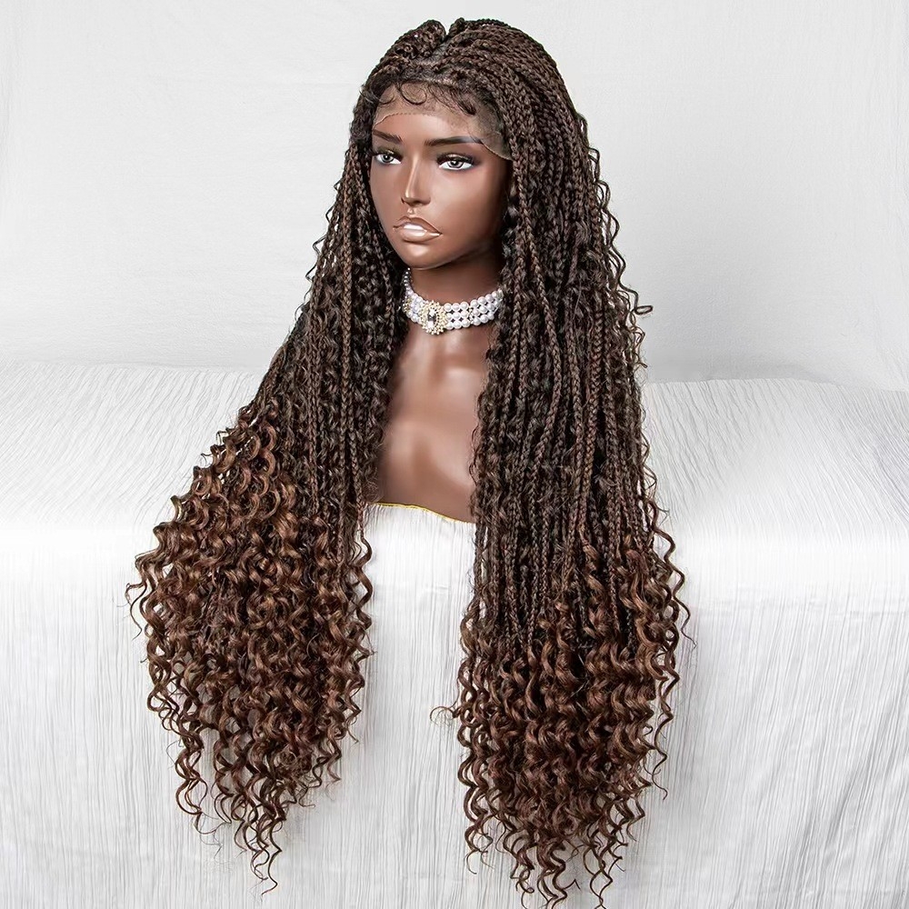 Cross-Border Handmade Lace Braid Wig - European and American Women&#039;s Long Hair